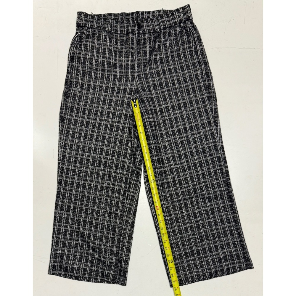 Torrid Womens Black White Plaid Wide Leg Crop Pants Trousers Size 14R Wool Blend